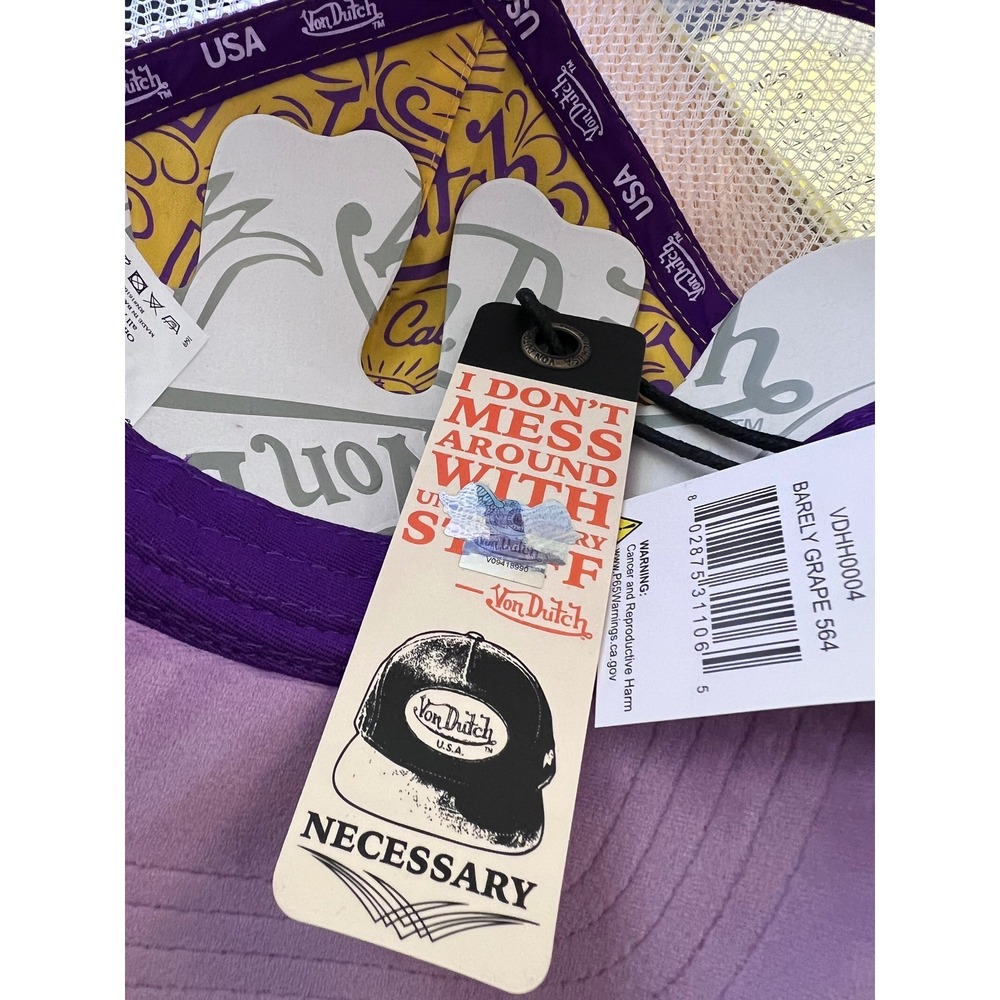 NEW Von Dutch Grape Light‎ Purple Velvet white Mesh Trucker SnapBack Unisex hat - Picture 6 of 8